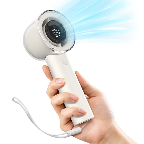Portable Turbo Jet Handheld Fan - Cordless Rechargeable 3000mAh Battery, High-Speed, 1-100 Speed Adjustable, Digital Display, Ideal for Travelers, Camping, Gifts for Men