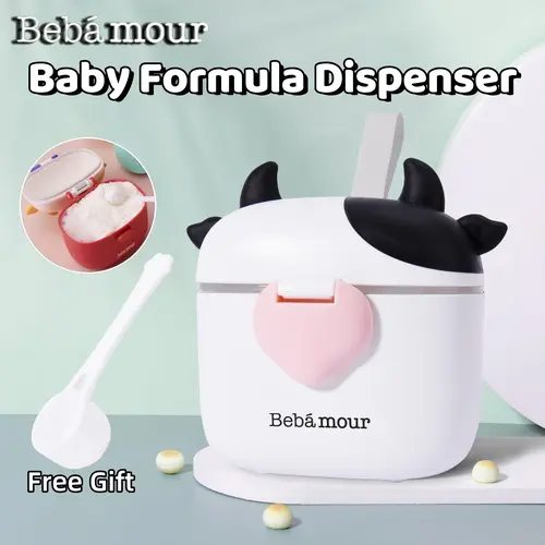 Bebamour Travel-Friendly Baby Formula Dispenser with Lid, Scoop and Leveller - Leak-Proof, Non-Toxic, Odourless 450ml Baby Items for On-the-Go Storage, Multi-Use Snack Holder