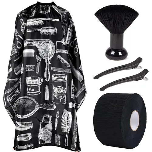 Hair Cutting Cape Barber Cape for Men Hair Cape for Haircuts Barber Cape for Hair Stylist with Adjustable Neck Size Neck Strips Neck Duster SetBarber Neck Strips for Hair Cutting