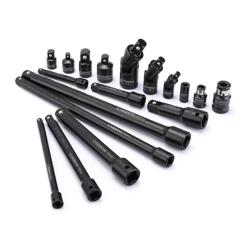 CASOMAN 18-Piece Drive Tool Accessory Set, Premium CR-V Steel with Black Phosphate Finish, Includes Socket Adapters, Extensions, Universal Joints & Impact Coupler, Professional Tools for Mechanics, Father's Day Gift, Mechanic Tools,DEALS FOR YOU DAY