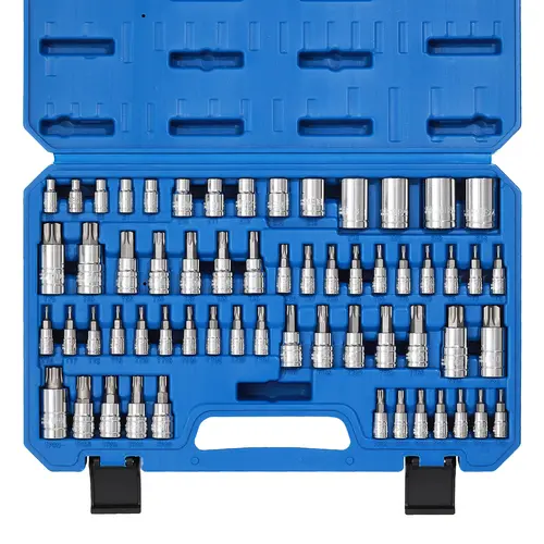 CASOMAN 60-Piece Master Drive Socket Set with S2 Cr-V Steel Precisely Machined Bits, E4-E24 Sizes, Torx Plus & External Profiles (T6-T70, TT6-TT70, TP8-TP60), Chrome Finish, Rust-Resistant, Manufacturer Warranty, Father’s Day Gift