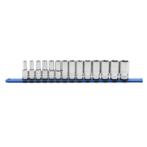 CASOMAN 14PCS CR-V 3/8" Drive 6-Point Metric Mid-Length Wrench Socket Set (6-19 mm/millimeters) - Chrome Vanadium Steel Hand Tools, Rust-Resistant Mirror Chrome, Flat Sides, ANSI Std Tools and Gadgets for Mechanic Work Tasks
