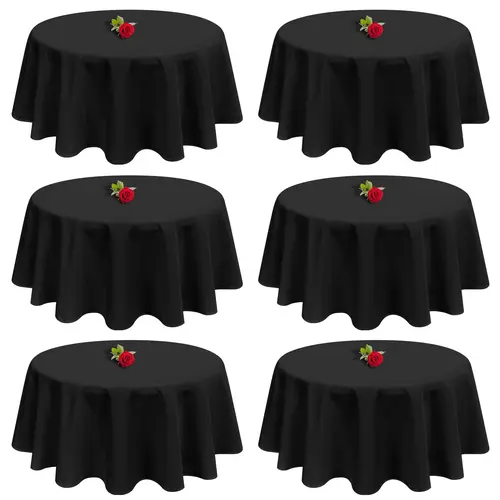 SHOWGEOUS 6PCS 120-Inch White Round Multi-Protective Cover - For 8FT/Cocktail Tables, Valentines Day Outdoor Bonfire Party Decoration