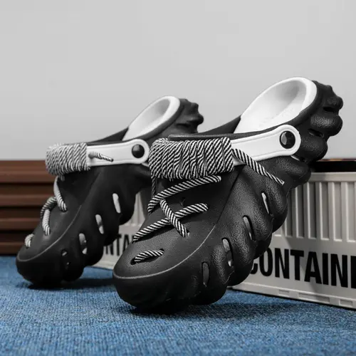 Unisex Adjustable Eva Beach Shoes, Water Shoes, Beach Footwear, Cartoon Soccer Design, Sporty Lace-Up, Lightweight, Breathable, Non-Slip, Comfortable, All-Season