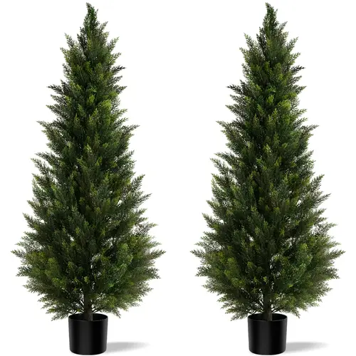 3/4/5Ft 2pack Artificial Cedar And Cypress Wood Courtyard Front Porch Decoration Simulation Plants Boxwood Christmas xmas