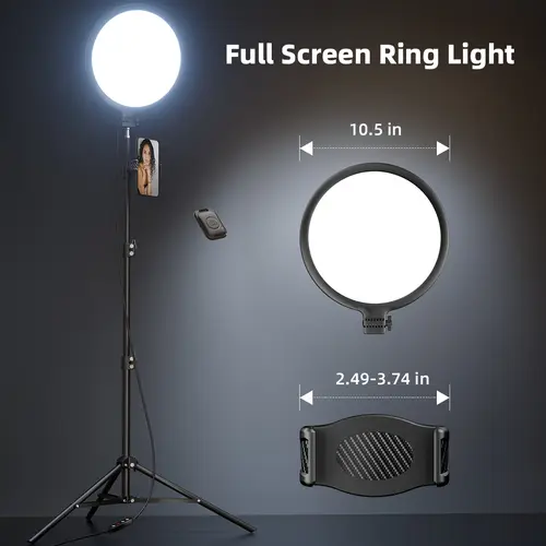 Weilisi 10.5" Ring Light with 69" Tripod Stand, Phone Holder & Remote – Dimmable LED Circle Light for Live Streaming, Makeup, YouTube, TikTok, Selfie Photography