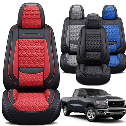 Nappa Leather Automotive Seat Covers & Car Seat Protectors for Chevy Silverado GMC Sierra 2007-2025 1500 2500HD 3500HD Crew Cab, Front Full Coverage Luxury Accessory with Cabin Style Elevation, Chevy Truck Cushion
