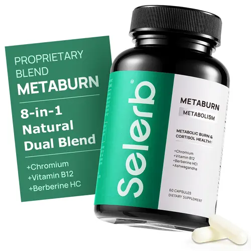 Selerb Metaburn for Daily Nutrient Support – With Chromium, Vitamin B12 & Berberine HCI – 60 Capsules High Potency Supplement Lean Muscle Booster  Healthy Gut Probiotics Digestive Wellness Bundle Digestive Detox