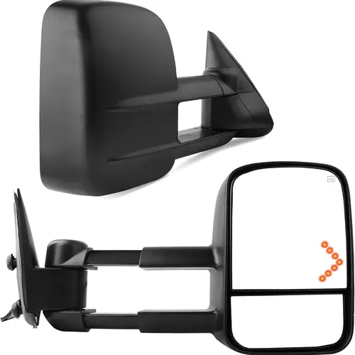 OEDRO Towing Mirrors Compatible with 2007-2013 Chevy Silverado 2500HD/3500HD, GMC Sierra, Suburban 1500/2500, Tahoe, Tow Mirrors with Power Heated LED Turn Signal Telescoping