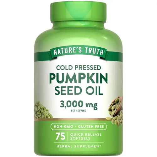 Nature's Truth Pumpkin Seed Oil Softgels - 3000mg - 75 Count - Non-GMO & Gluten Free Supplement