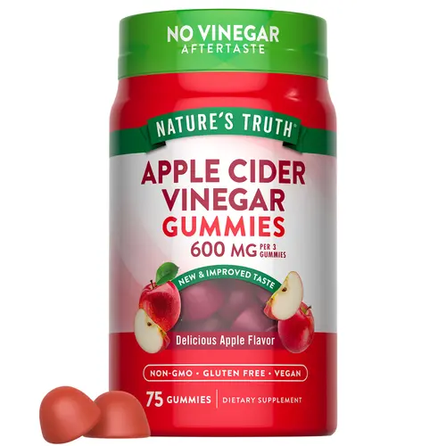 Nature's Truth Apple Cider Vinegar 600 mg - 75 Apple Flavor Gummies - Vegan, Non-GMO, Gluten Free Supplement