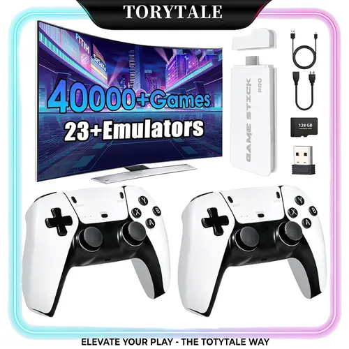 Games Wireless Retro Game Stick, Vintage Game Stick HD Output System, 2.4G Wireless Controllers, 128G TF Card for All Ages Button