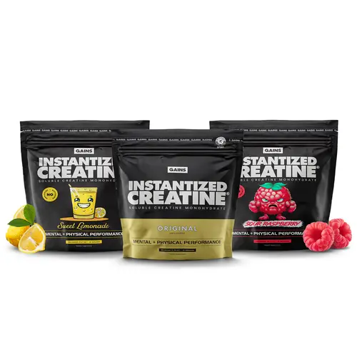 Instantized Creatine 3 FLAVOR BUNDLE | Unflavored - Sour Raz - Sweet Lemonade Fitness Supplement Protein Supplement