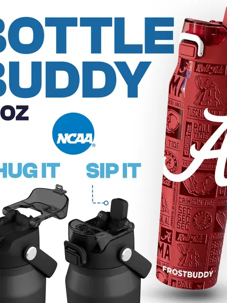 Bottle Buddy - Collegiate Edition - Dual Function lid Water Bottle - Stainless Steel - Double Wall Insulated