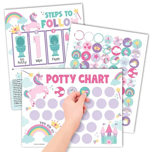 Hadley Designs Motivating Potty Training Sticker Chart Set - Set Includes 10 Reward Charts, 252 Fun Themes Stickers, Screen-Free Bathroom Reward System, USA-Made Office & Educational Supplies for Toddlers