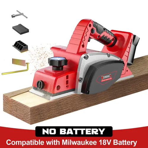 Cordless 3-1/4" Electric Hand Planer Compatible with Milwaukee 18V Battery (NO Battery!!) Brushless Power Wood Planer for Carpenter Woodworking & DIY Edge toolupgrade