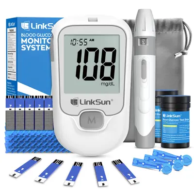 LinkSun G-425-1 Blood Glucose Monitor Kit - Fast, Accurate & Easy! Tailored for Seniors & Home Use. Includes 100/50 Test Strips, 100/50 Lancets. No Coding Needed for Quick Diabetes Checks at Home or on the go!summerwins,Dealsforyoudays,summeressentials