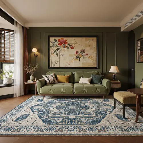 【New Year Haul】Raybee Furniture Bohemian Style Machine Washable Rug, Non-Slip TPE Backing, Soft Low-Pile Rug, Suitable for Living Room, Bedroom, and Kitchen, Easy to Care for and Stain Resistant, Home Decor