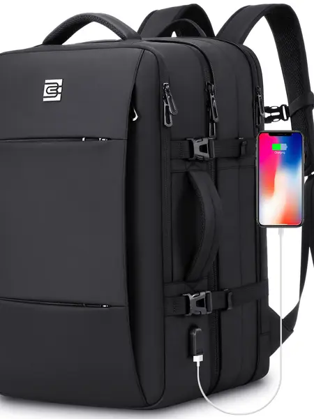Bruno Cavalli Travel Backpack #18568BA - 40L Expandable Travel Bag, IATA Approved Carry On Luggage, 17" Laptop Compartment,  Leakproof, Waterproof, Anti-Theft, Compact Multi-Function, Built-In Pockets, Breathing Mesh,summerwins,campingessenti