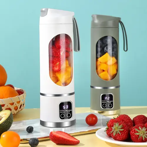 Portable USB Charge Travel Blender for Smoothies - Easy to Clean, Compact, Ice Shake Compatible, Household Kitchen Fruit & Vegetable Appliance (White/Purple)