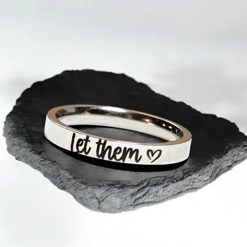 modmints Engraved "Let Them" Artificial Gemstone Ring, Non-Tarnish Jewelry, Inspirational Self-Care Accessory for Women, Motivational Mothers Day Gifts for Women,summerwins Statement Multi Ring Anniversary Ring