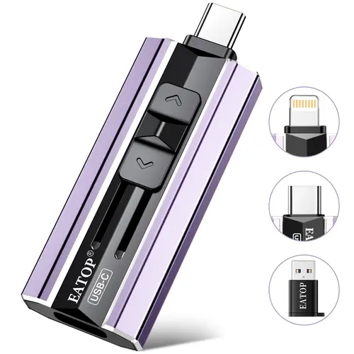 EATOP Compact Flash USB Flash Drive - Portable Travel Work Data Storage, Class 10, Plug-and-Play Photo/Video Backup, Compatible with iPhone 7 Series, iPad Mini 2 Tablets, Android PC, No App Required, Manufacturer Warranty