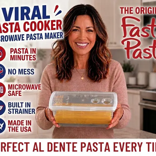 The Original Fasta Pasta Microwave Cooker with Lid & Built-in Strainer - Perfect Al Dente Pasta Every time - Patented Design