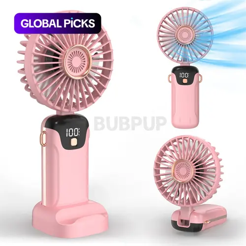 Portable Foldable Mini Fan, Portable Fans Rechargeable, 5 Speed Handheld Fan with Base & Digital Display, USB Rechargeable Personal Fan for Neck, Desk & Travel, USB-C Rechargeable, Concerts & Outdoor Use, Portable Cordless Fan