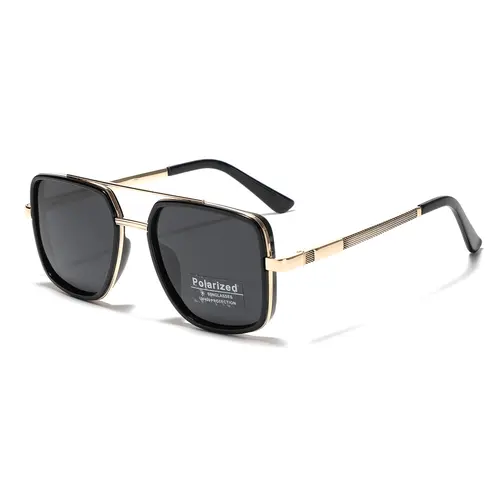 Unisex Polarized TR90 Flex Full Rim Sunglasses - 1960s Retro Square Fashionable Frames, Metal Gold Accents, TAC Lenses, UV400 Protection, PC Components, Trendy Vintage Style, Peekaboo Look, Beach Glare Control, for Women, Travelling, Stylish Accessories,