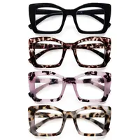 DEAAOK 4 Pack Cat Eye Frames Women's Reading GlassesComputer and Cell Phone Readers Anti-Blue Light BlockingProtects Eyes from Blue Light Spring Hinges