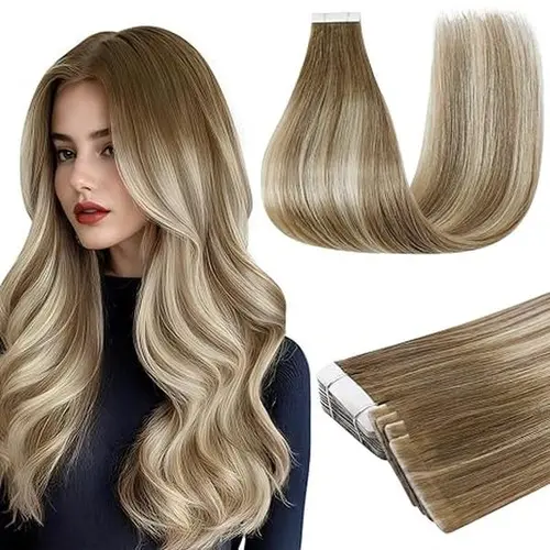 Full Shine Injection Tape in Extensions Real Human Hair 12-24 Inch 20 Pcs 50G Long Straight  Seamless for Beauty #tiktokshopsummersale