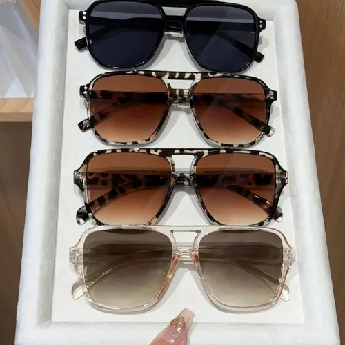 Unisex Fashionable All-match Trendy Aviator Plastic Frame Sunglasses Set, Trendy Casual Sunglasses for Everyday Use, Fashion Accessories for Outdoor Activities, Trendy Frames Sunglasses
