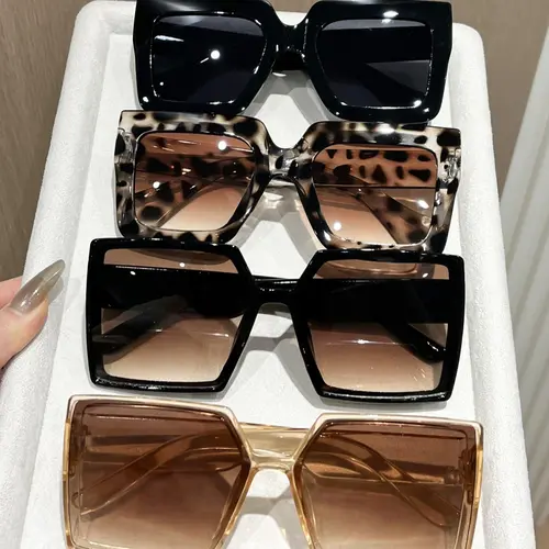 Unisex Fashionable Sunglasses, Trendy Casual Sunglasses for Everyday Use, Fashion Accessories for Outdoor Activities, Leopard Pattern Sunglasses, Trendy Square Sunglasses