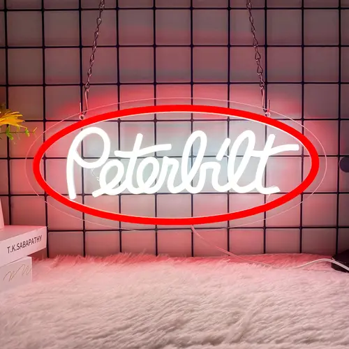 Peterbilt Neon Sign, USB Powered Dimmable LED Neon Light Sign, Decorative Neon Sign for Farm Bedroom Man Cave Bar, Modern Mood Lighting, Ambient Night Lamp, Neon Accent Lights, Led Decoration Lamp, Led Neon Signs