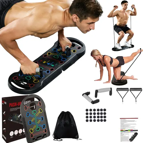 Push Up Board Fitness, Portable Foldable 30 in 1 Push Up Bar at Home Gym, Pushup Handles for Floor. Professional Strength Training Equipment For Man and Women,Patent Pending enhanced muscle comfortable exercise