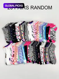 10/20 Pairs Colorful Fun Patterns Low Top Ankle Socks, Cute Novelty Breathable Socks for Spring Summer, Casual Slim-Fitting Knit Heart Design, Striped Ankle Socks
