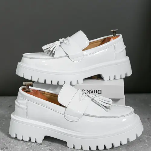 Men's Fashionable Plain Color Platform Slip-On Loafers, Casual Comfortable Flatform Fashion Shoes, Male All-Match Round Toe Shoes for Daily Wear #GLOBAL PICKS