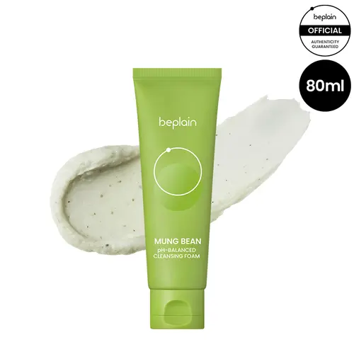 Beplain Mung Bean Cleansing Foam Face Cleanser, 80ml Fragrance-Free Gentle Moisturizing Acne & Clogged Pores Solution, Mini Travel Toiletries for All Skin Types, Purse-Sized Skincare Product