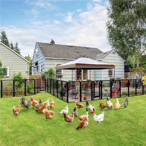 Yaheetech Multi-Size Steel Enclosed Animal Enclosure - Collapsible, Expandable 6/8/12/16/32-Panel Pet Playpen, 25/32/40/47in Outdoor Exercise Barrier Fence for Backyard, Small/Medium Chicken Duck Secure Space, Easy Setup, Rv Camping