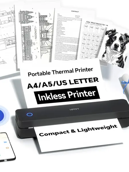 Inkless Portable Printer, Wireless Bluetooth Thermal Printer for Travel & Office, Compatible with iOS, Android & Laptop, Supports 8.5"x11" US Letter & A4 Paper, Compact Thermal Printing#SummerWins #DealsForYouDays