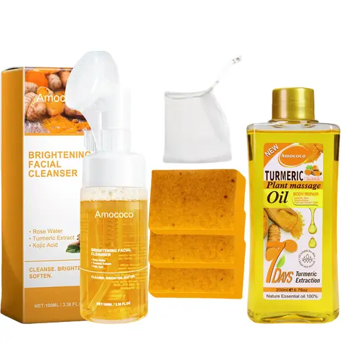 Turmeric Wash & Care Series – Turmeric Massage Oil, Turmeric Cleansing Mousse, Turmeric Soap, for face & body cleansing & massage. Gentle & natural, non-irritating, effectively cleanses skin, leaves it soft & smooth, for all skin types.
