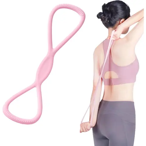 Figure 8 Resistance Silicone Tension Band with Handles for Women/Men, Fitness Band for Arm/Back/Chest/Shoulder/Legs/Yoga Stretching Exercise, Suitable for Home/Gym Workout, Workout Equipment, Home Workout