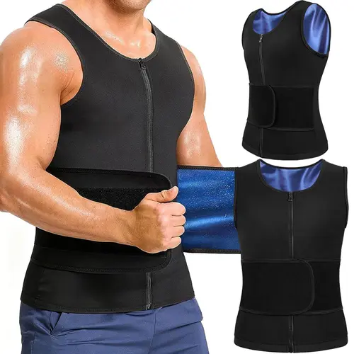 Men's Shaping Vest, 1/2/3/4 Pack Compression Waist Trainer Tank Top with Zipper - Shape Wear, Discreet Under Regular Tops, Flexible Fit for Workouts, Gym Activewear Sauna Suit