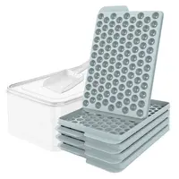 Summervibes WIBIMEN Mini Ice Cube Tray | 104x4 PCS, Easy-Release | With Storage Box & Ice Scoop | Perfect for Cold Drinks & Coffee Food Containers  Plastic Kitchenware Utensils Home Round