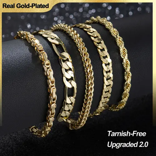 Holylegend Unisex Gold-Plated Cuban Link Jewelry Bracelet, 8in Diamond Cut Chain, 6mm-10mm (8mm Option), No-Fade Radiant Finish, for Daily Wear