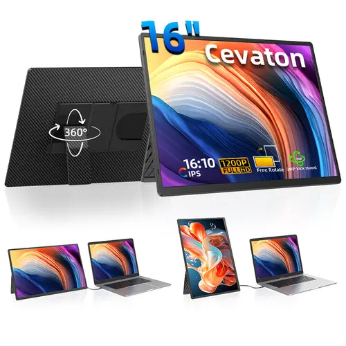 15.6in Full HD 1920x1080 IPS LCD Portable Monitor - 273-319 cd, Ultra-Thin Bezel, Type-C HDMI Connect, USB-C/DP, Rotatable, Compact, Lightweight, Built-in Cover, HD Resolution, Extend/Mirror, Dual Monitor Setup for Work, #TikTokBackToSchool