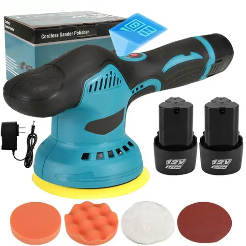 【DealsForYouDays】Cordless Car Buffer Polisher, 6 In Mini Buffer Polisher Kit with 2 Pack 12V Rechargeable Batteries,8 Variable Speed 2800-5500RPM Orbital Polisher for Car Boat Detailing, Polishing,Scratch Removing