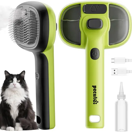 Pecute Slicker Brush - 1-Button Deshedding Vacuum Brush, Grooming Trimming Tool, Fur Removal Accessory for Cats & Dogs