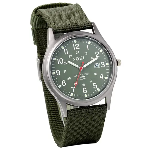 OIDEA Men's Casual Military Round Face Watch - Lightweight Analog, Nylon Strap, Luminous Hands, Date Window, 12/24-Hour Dial, Everyday Men's Accessories, Accessories Adults, Mens Gifts