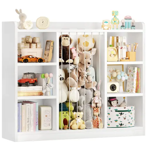 【DealsforYou】ONBRILL Toddler Stuffed Animal Zoo, Toy Storage Organizer for Playroom, Plush Toy Organizers and Storage, Book Shelf for Kids Rooms, Elastic Band Child Bookcase, Toy Shelf with 8 Storage Cubbies